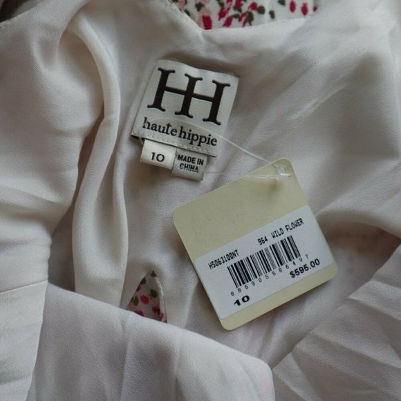 NWT Haute Hippie wild Floral-print silk Godet Gown Size 10 - Picture 11 of 11